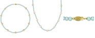 Macy's Cultured Freshwater Baroque Pearl (10-11mm) and Aquamarine (36 ct. t.w.) 18" Necklace in 14k Gold